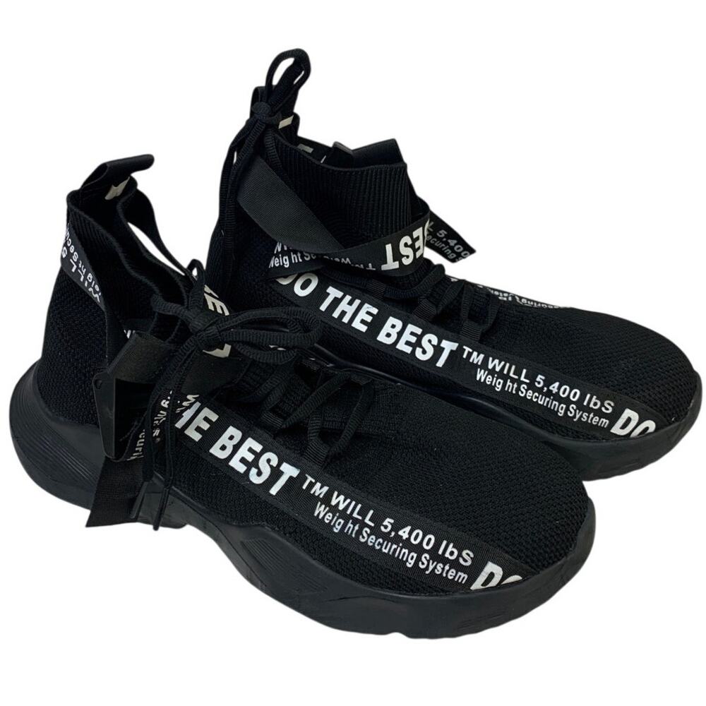 Furuian Mens Size 9.5 Black Sneakers Steel Toe Lace Up Construction Work Shoes